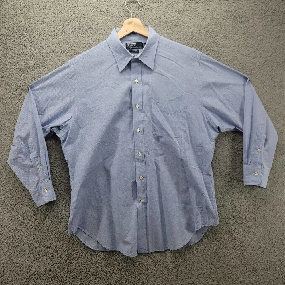 Polo by Ralph Lauren Shirt Mens 16.5 32/33 Andrew Blue Long Sleeve Button Up